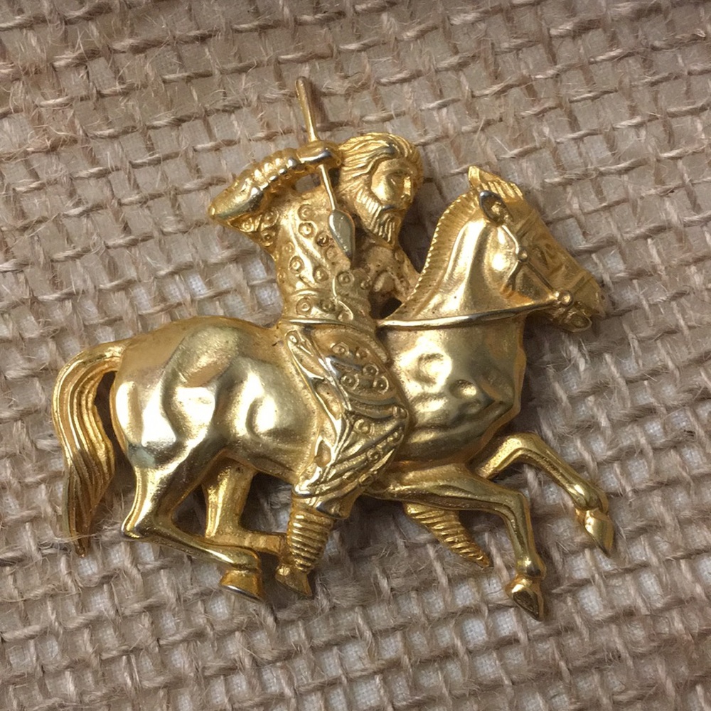 Scythian Horseman Warrior Goldtone  Brooch Metropolitan Museum of Art Replica